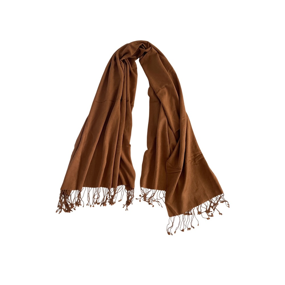 Solid Brown Pashmina Shawl Fringed Lightweight Scarf Wrap Brown Cashmere